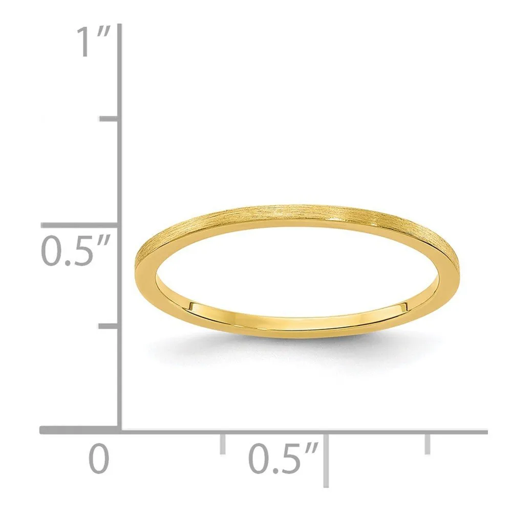 1.2mm 14k Yellow Gold Flat Satin Stackable Band