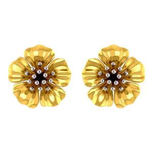 14k Beautiful Floral Studs With Gold Petals