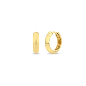 14k Gold Knife Edge Hinge Huggie Hoops