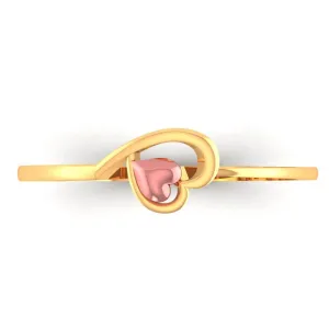 14k Pink Heart In A Heart Gold Ring