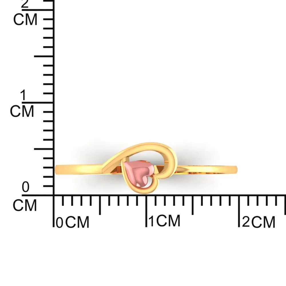 14k Pink Heart In A Heart Gold Ring