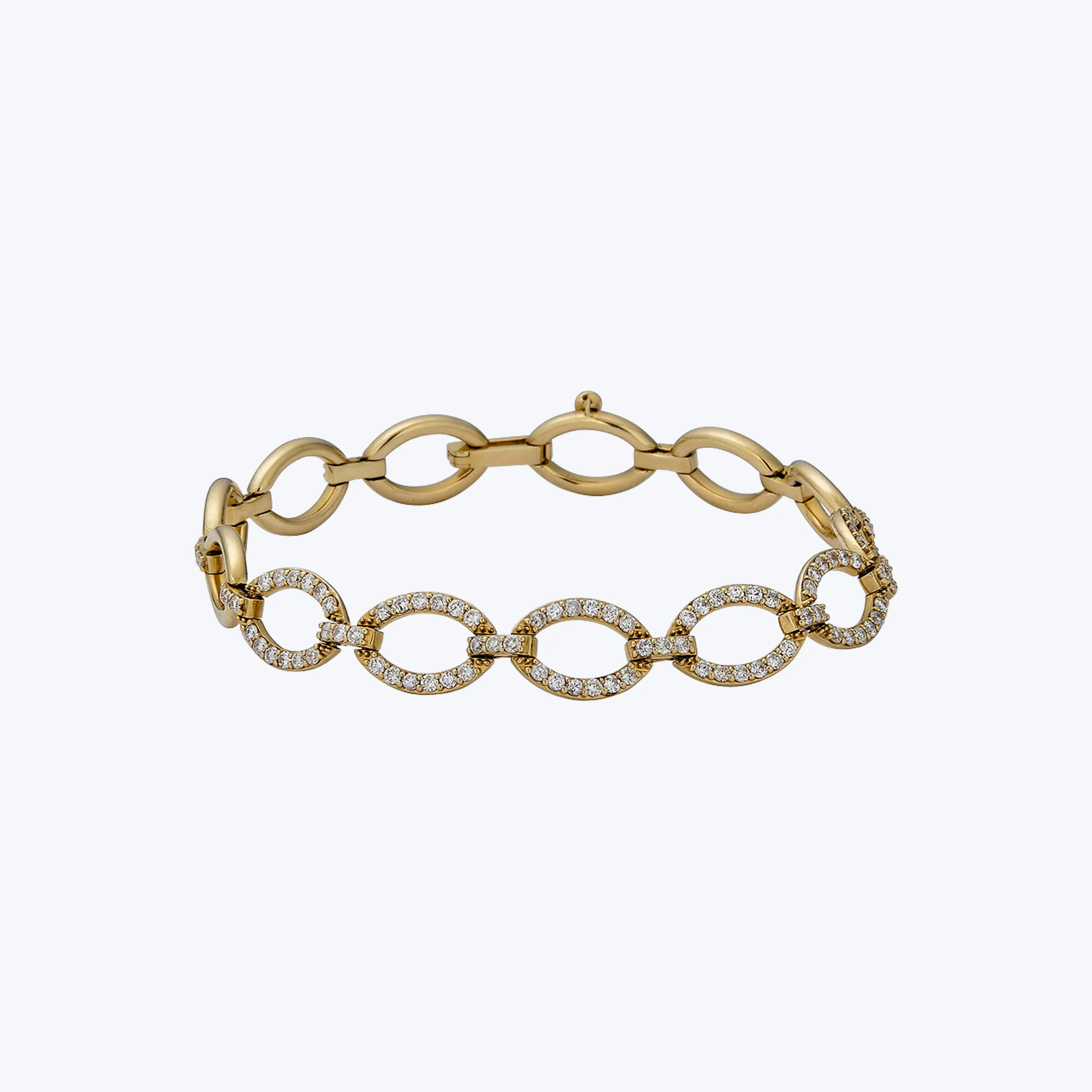 14K Yellow Gold And Diamond Chain Bracelet