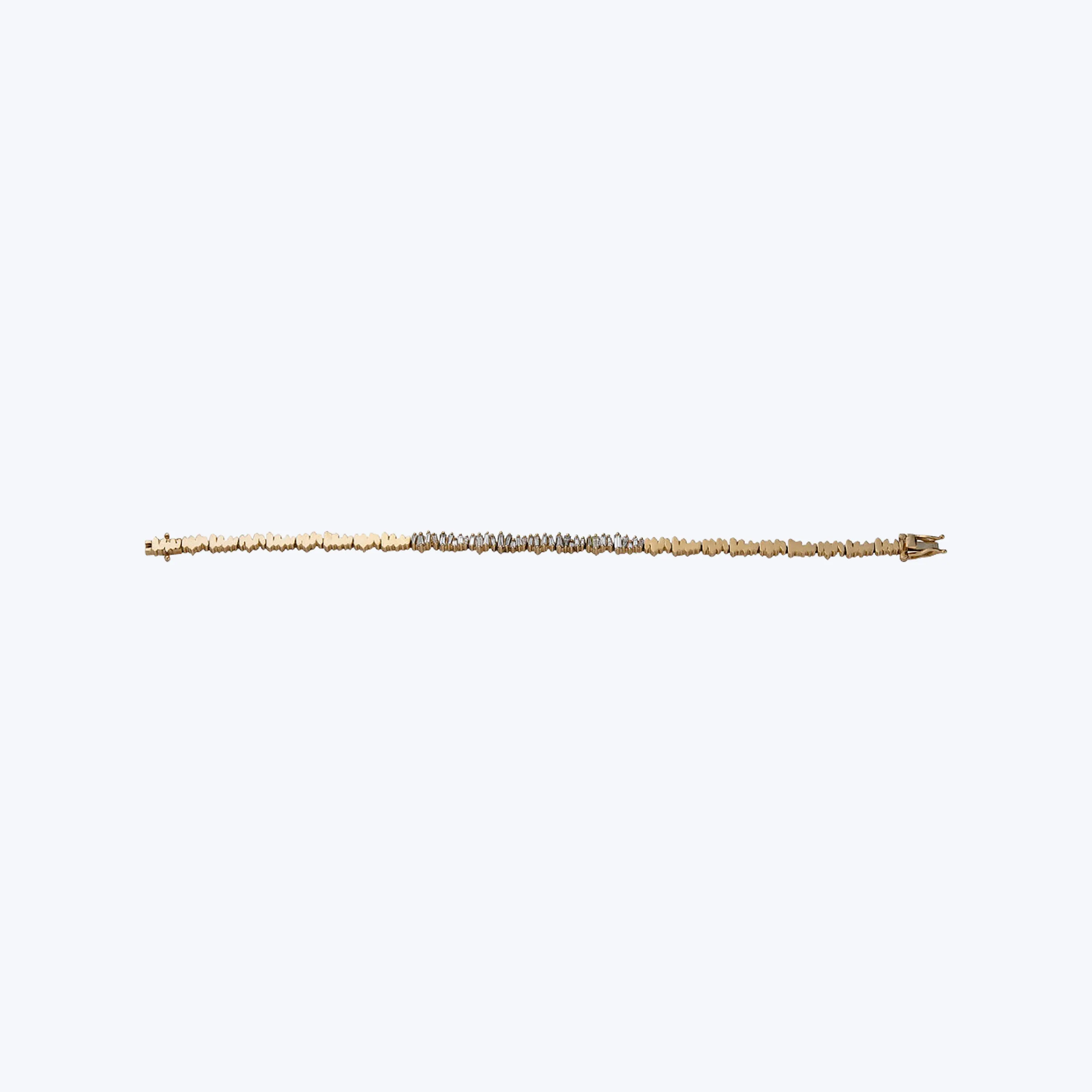 14K Yellow Gold "Broken Glass" Diamond Plaque Bracelet