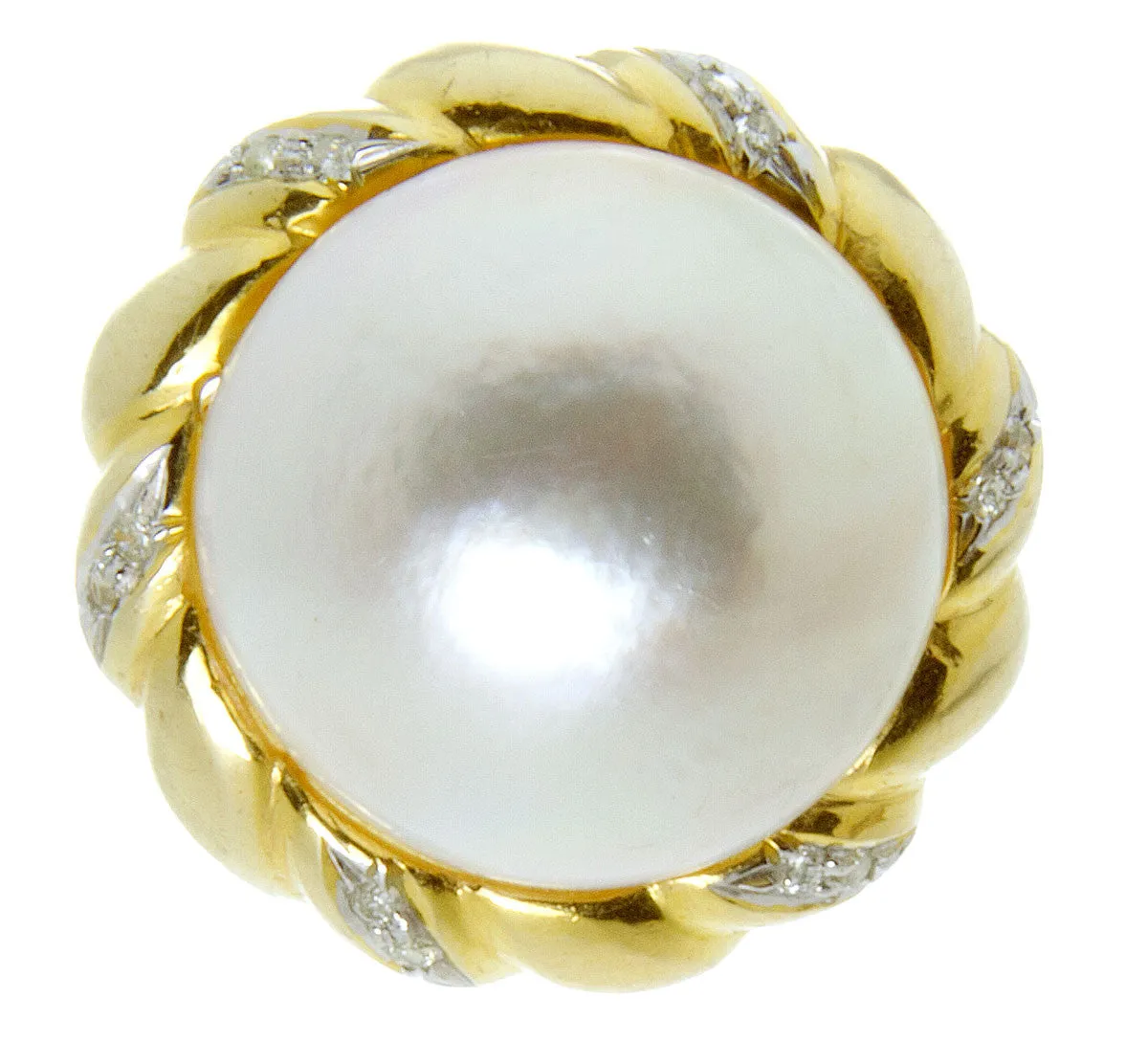 14kt Mabe Pearl & Diamond Ring