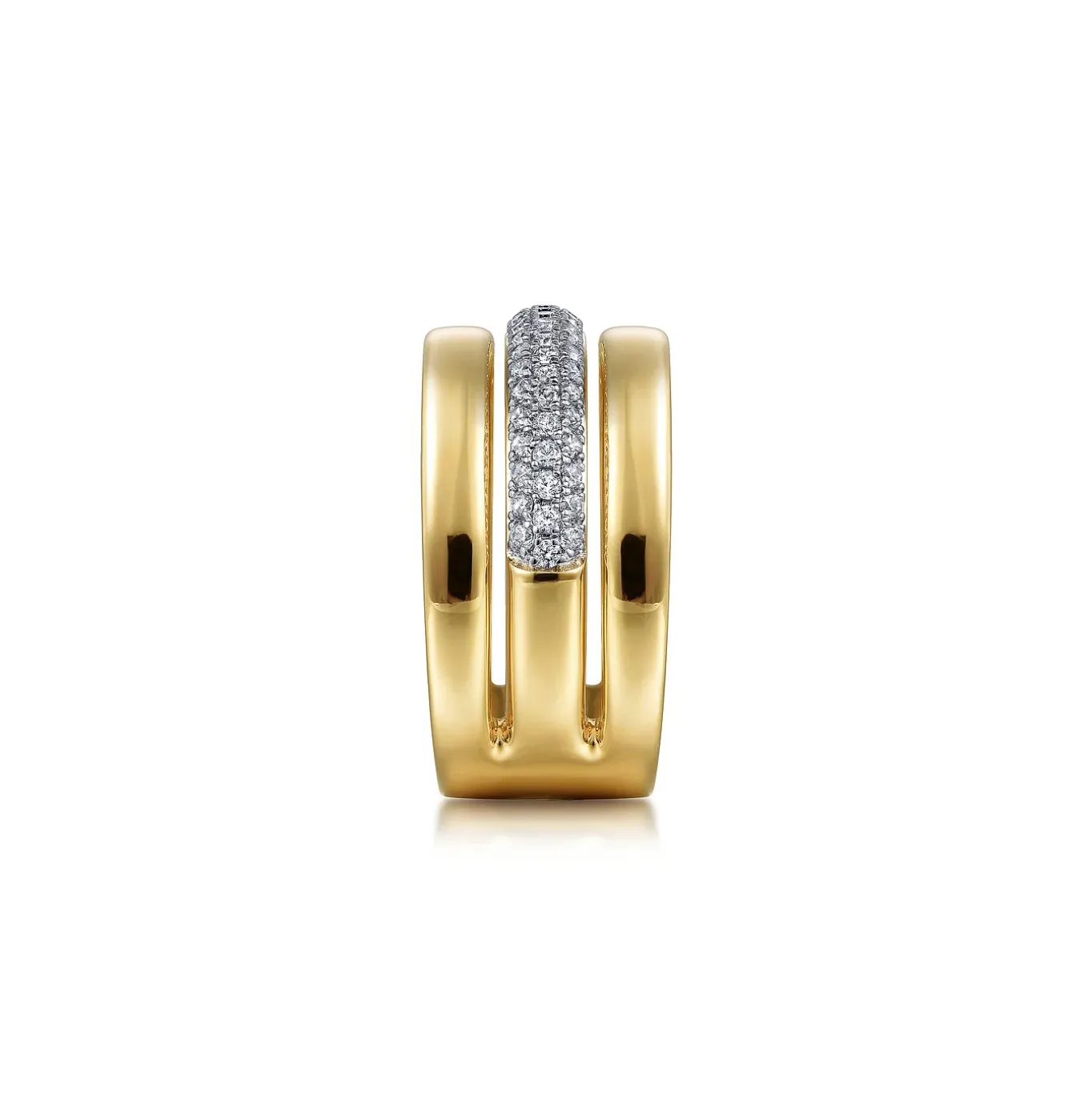 14KY Pave Diamond Wide Band Ring