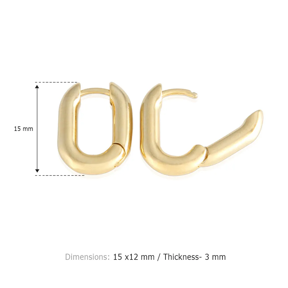 15mm Simple Oval Huggie Stud