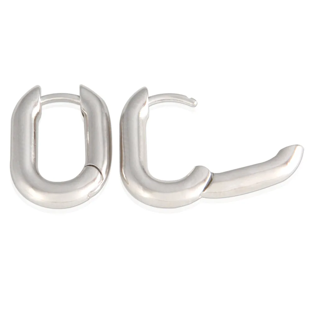 15mm Simple Oval Huggie Stud