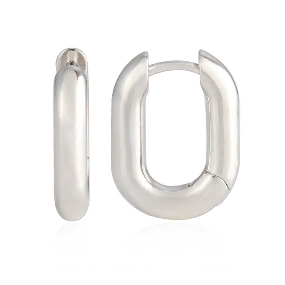 15mm Simple Oval Huggie Stud