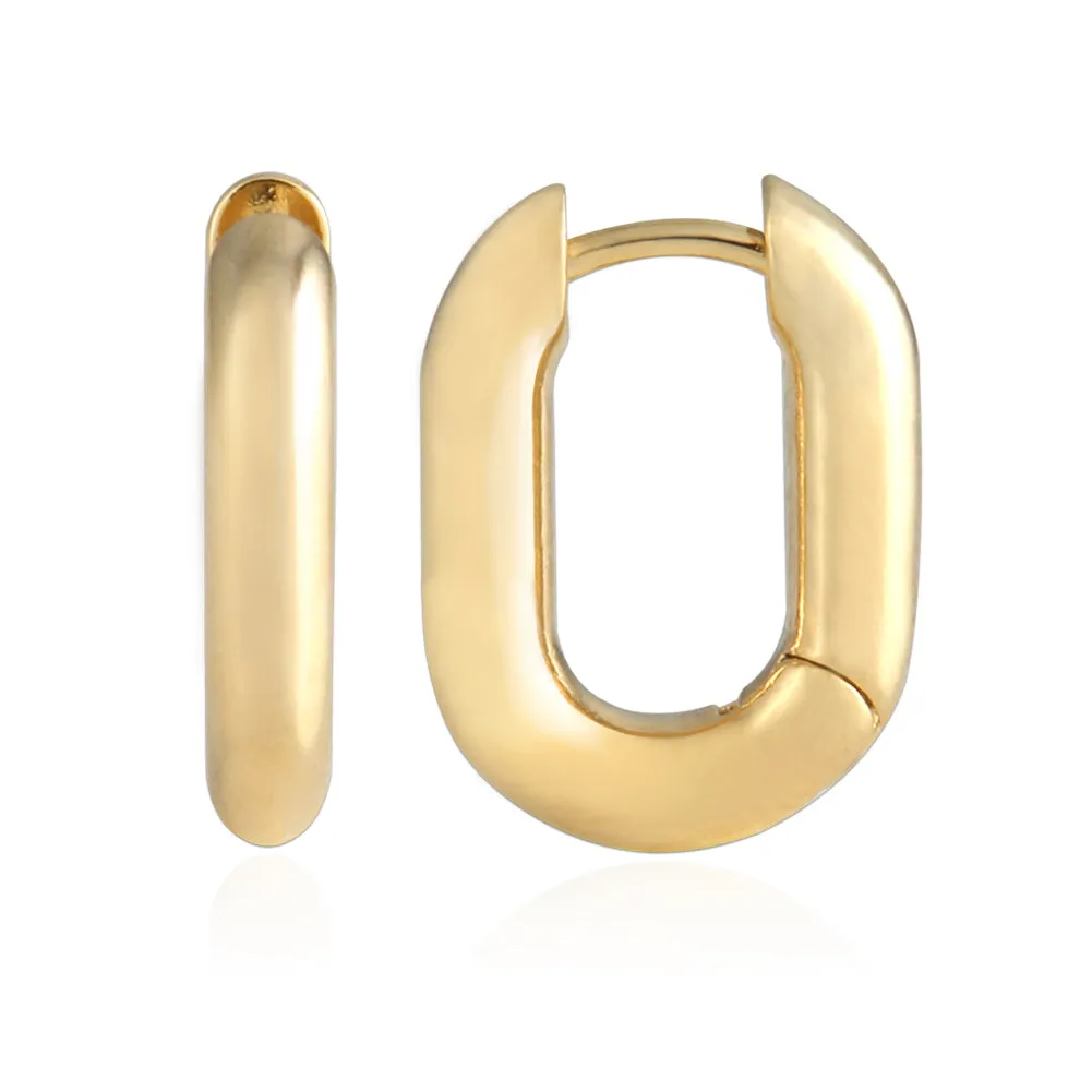 15mm Simple Oval Huggie Stud