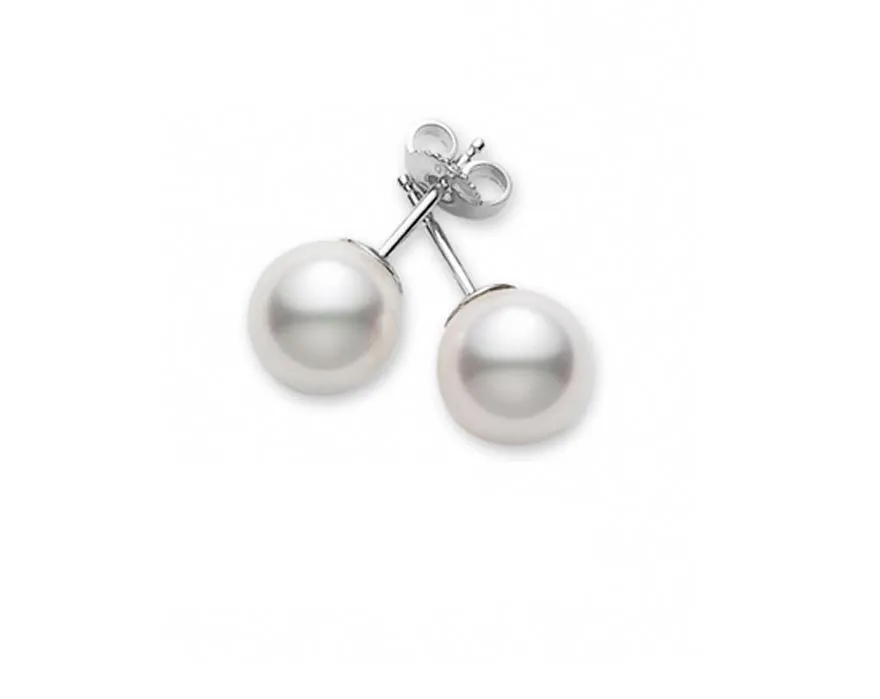 18K Gold Akoya Pearl Stud Earrings 7-7.5MM