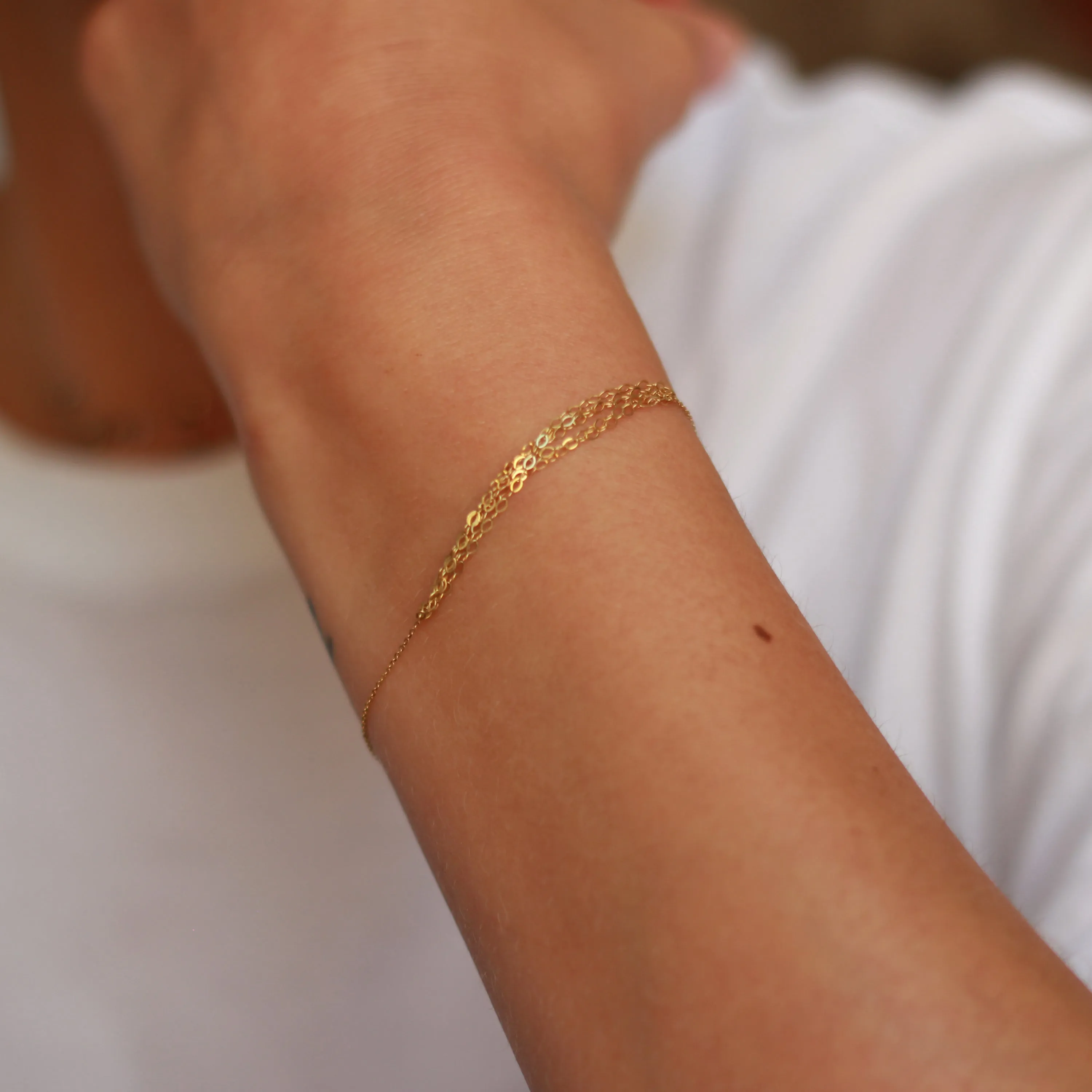 18K Gold Chain Tassel Bracelet