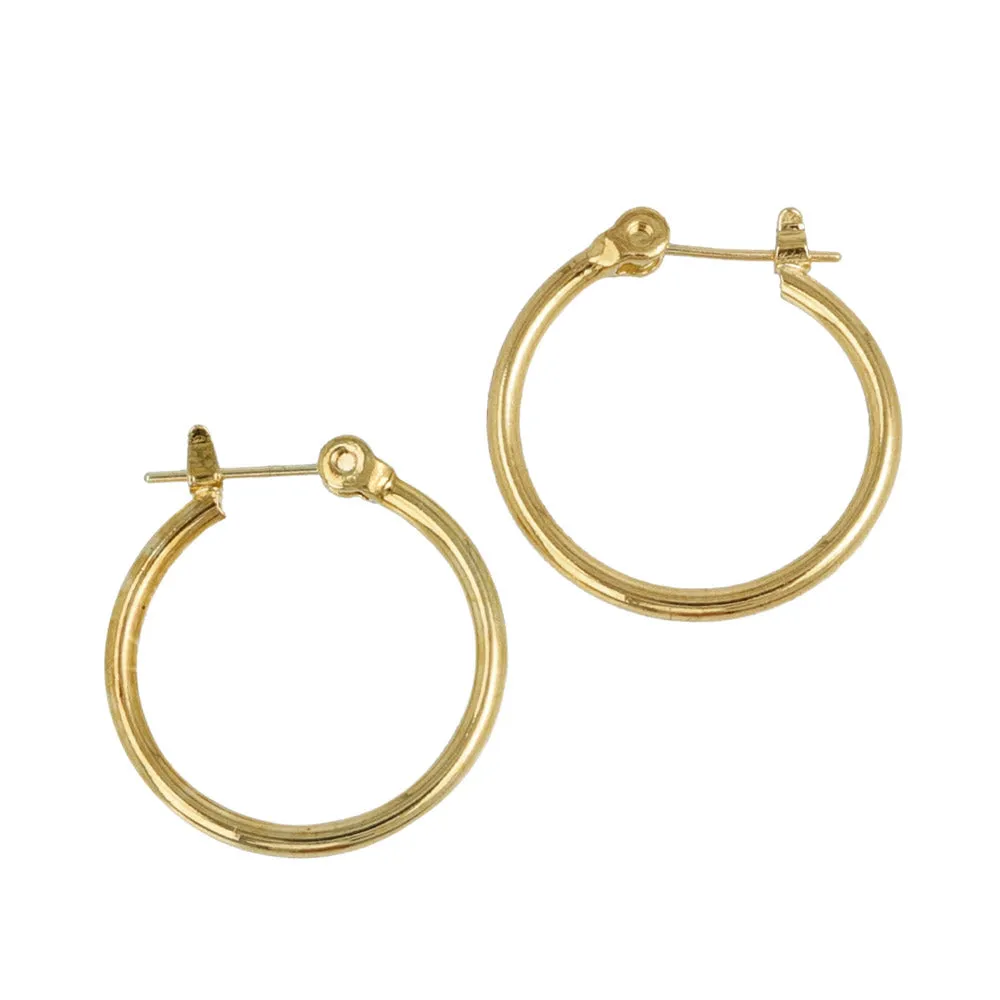 18K Gold Post Simple Hoop Earrings