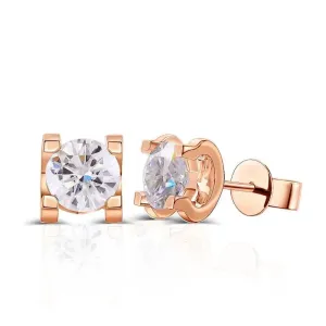 18k Rose Gold Stud Moissanite Earrings 1.6ctw