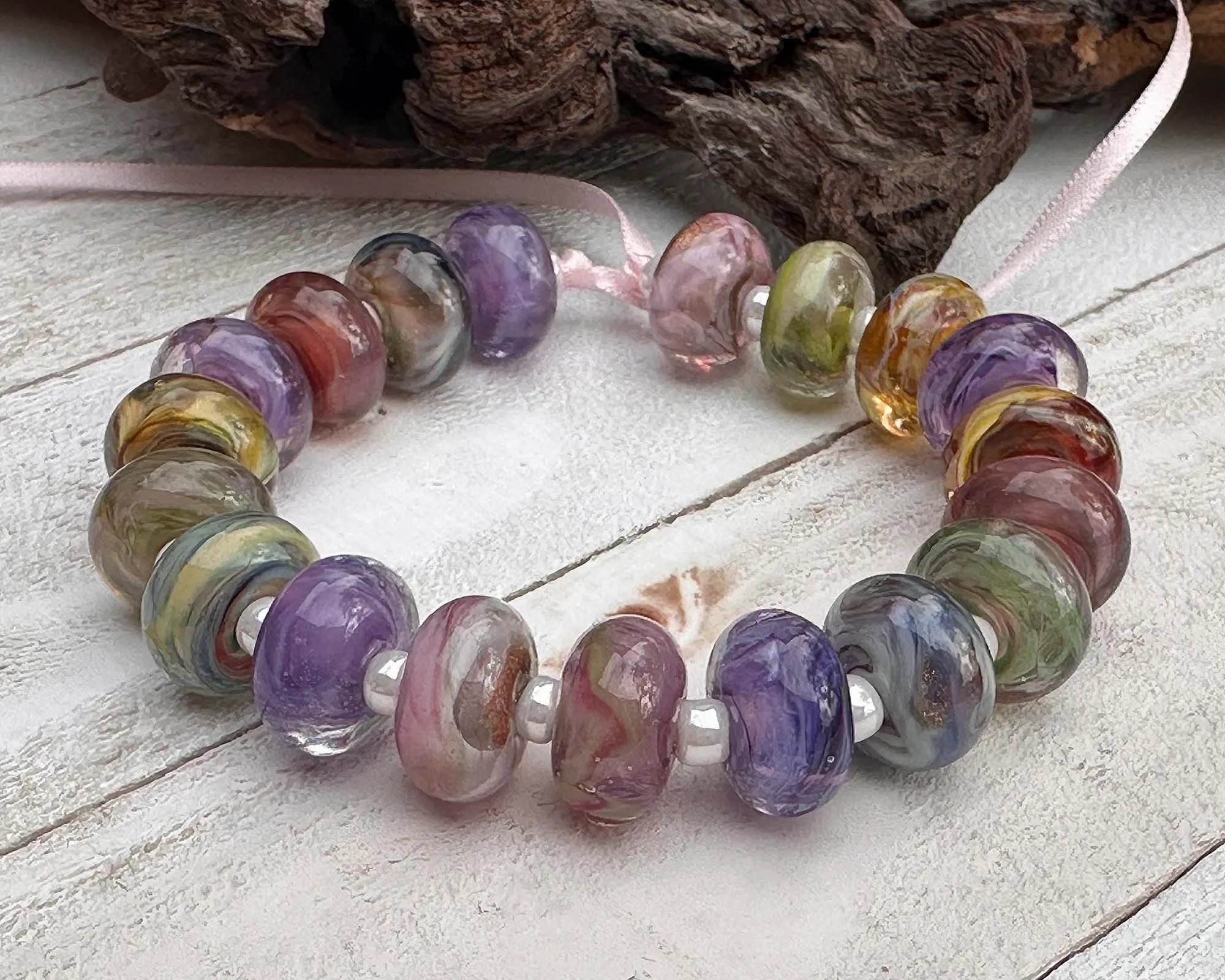 19 Spring Swirl Orphans Lampwork Beads Set SRA