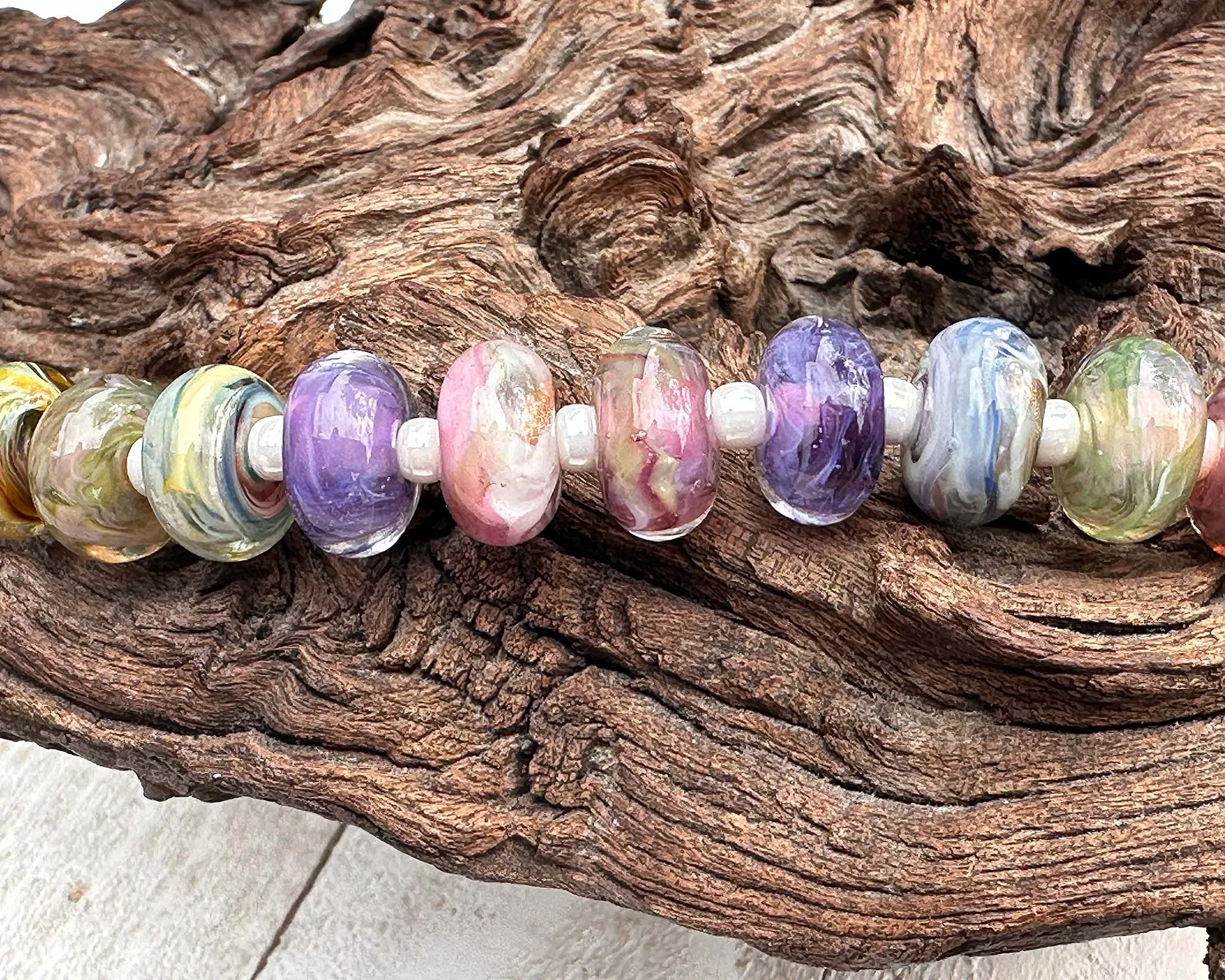 19 Spring Swirl Orphans Lampwork Beads Set SRA