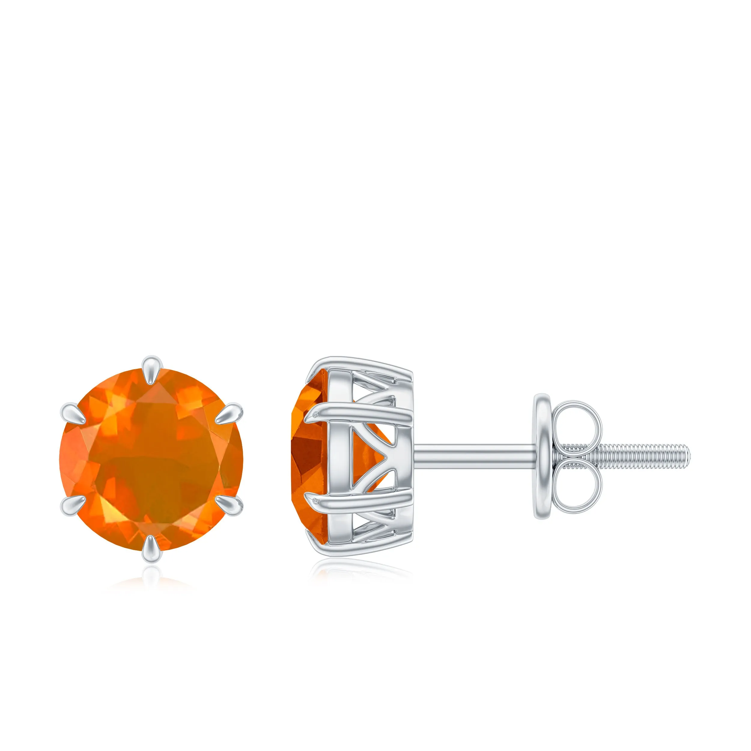 2.25 CT Fire Opal Claw Set Solitaire Stud