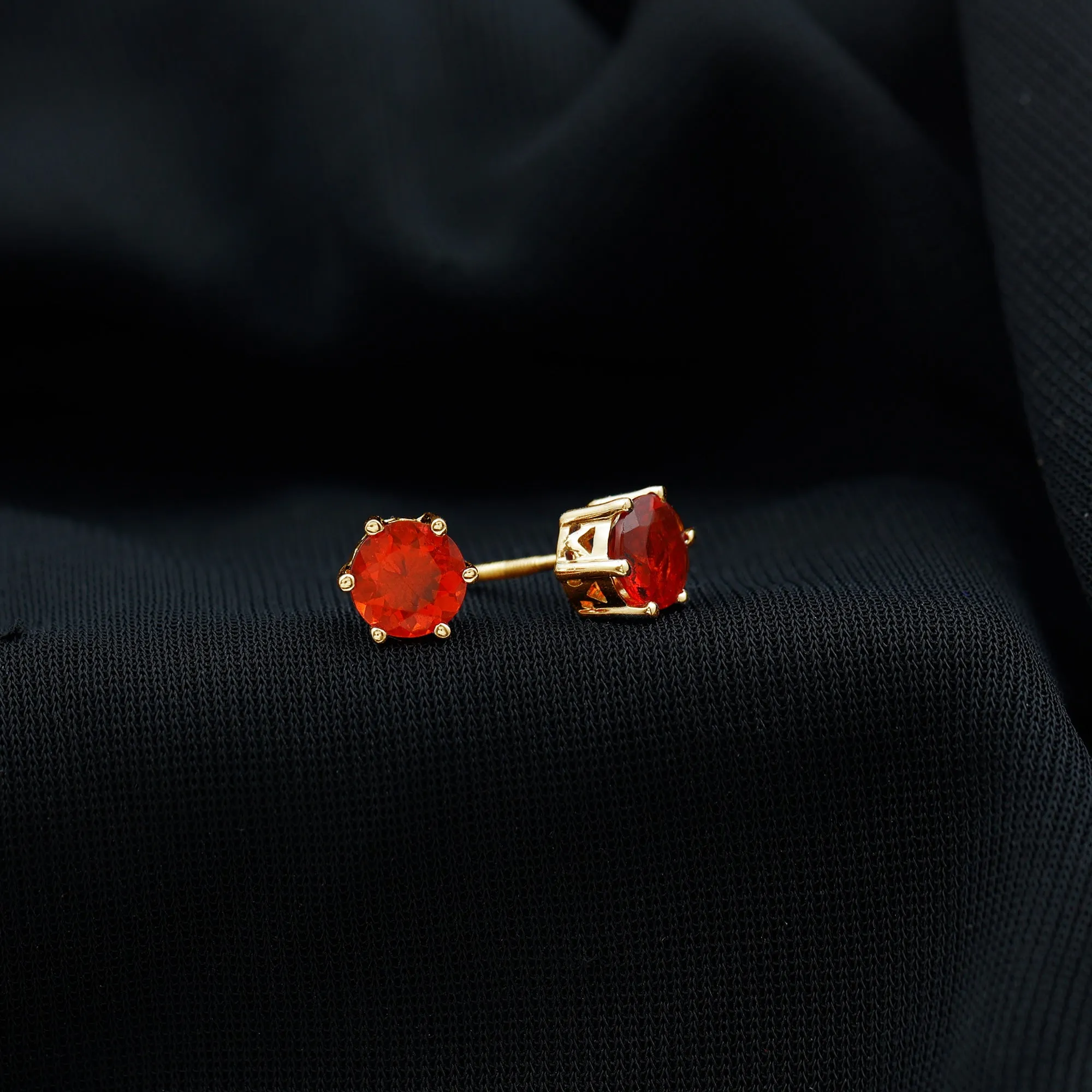 2.25 CT Fire Opal Claw Set Solitaire Stud