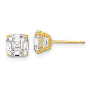 6MM Ascher Cubic Zirconia Stud Earrings in 14KT Yellow Gold