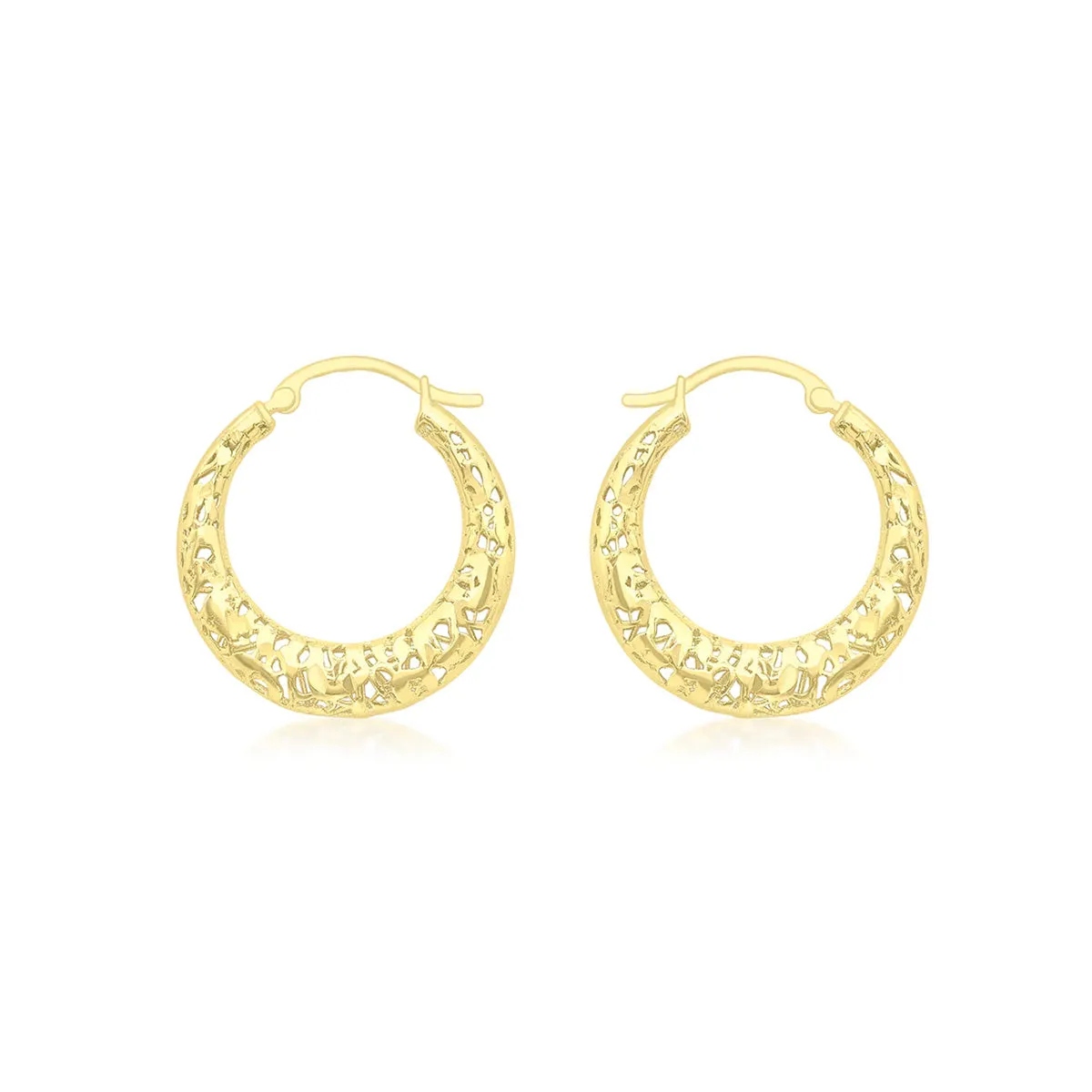 9K Yellow Gold Hollow Creole Hoop Earrings