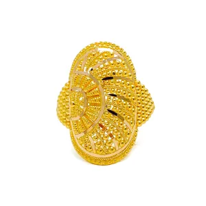 Alternating Beaded Oval 22K Gold Ring