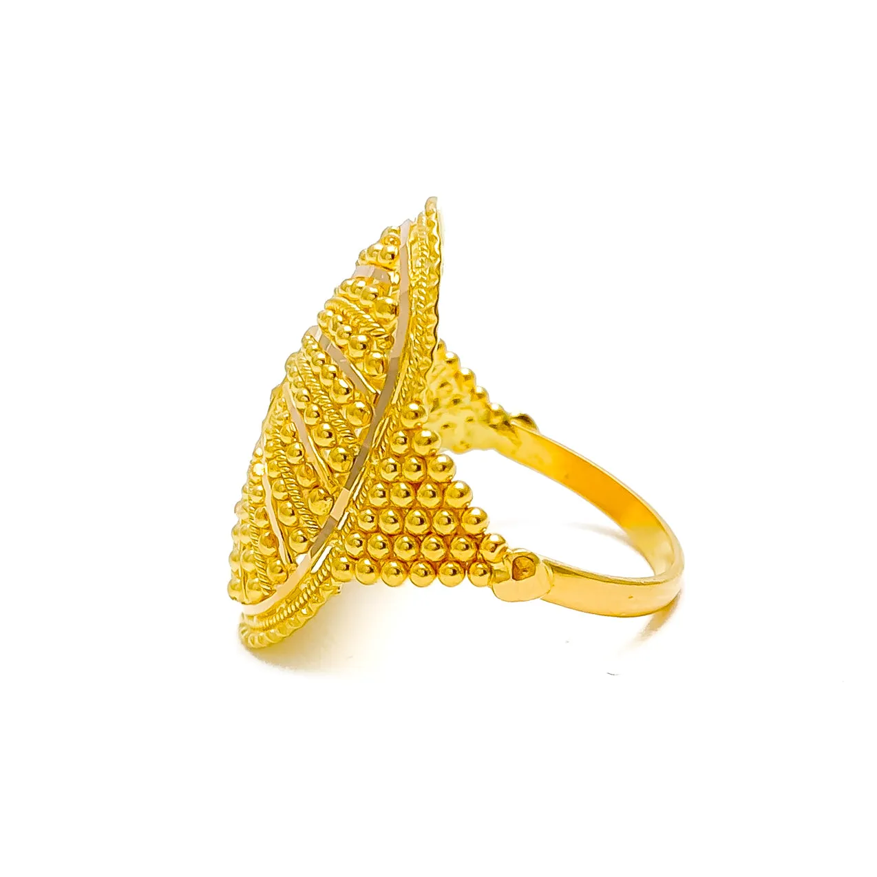 Alternating Beaded Oval 22K Gold Ring