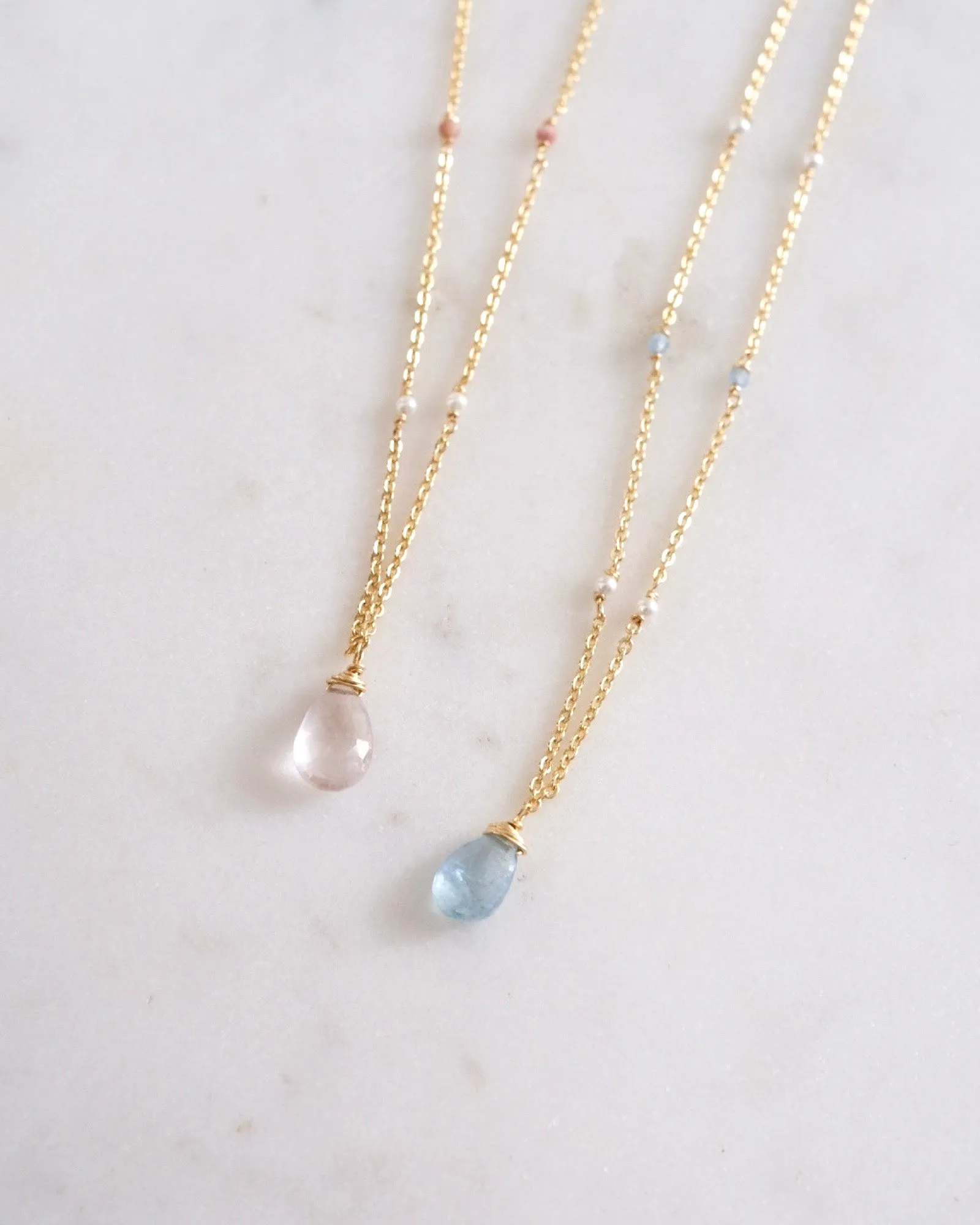 Aquamarine Bohemian Drop Necklace