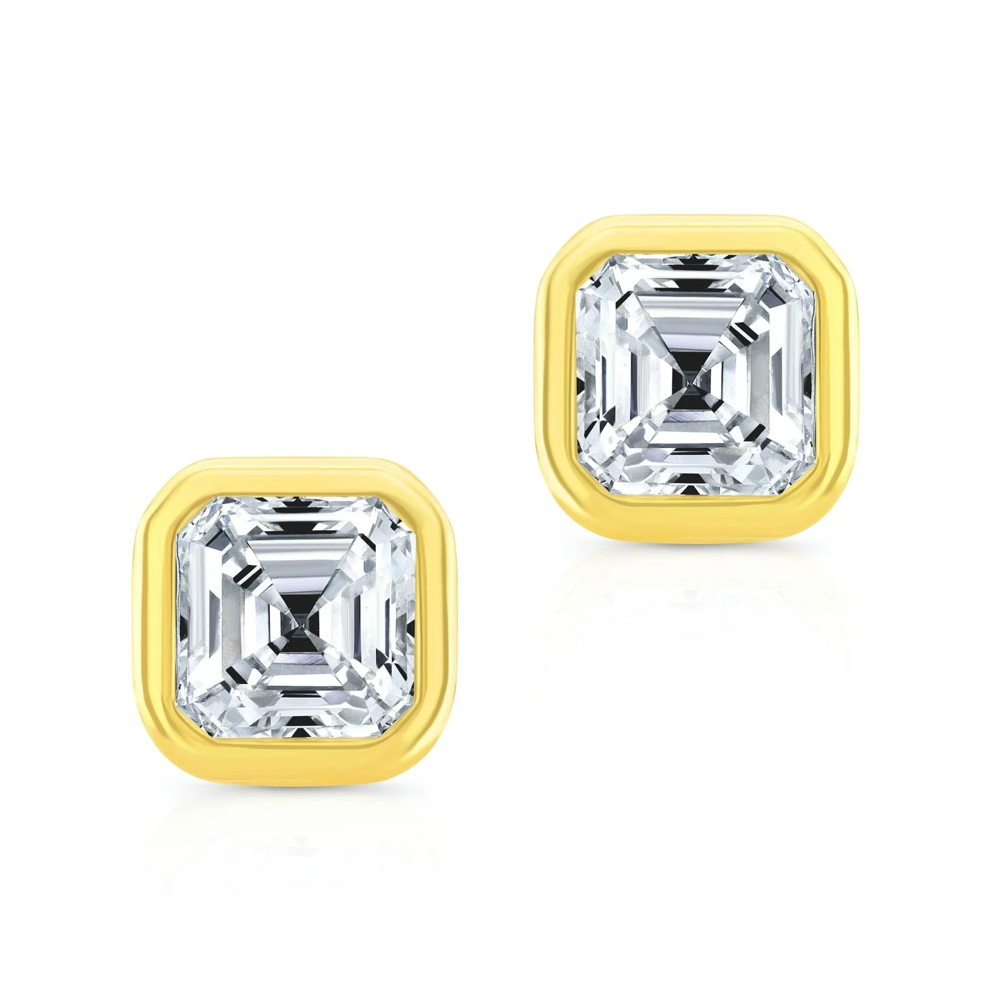 Asscher Cut Diamond Bezel Studs