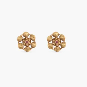 Azba Simple Floral Antique Stud Earrings