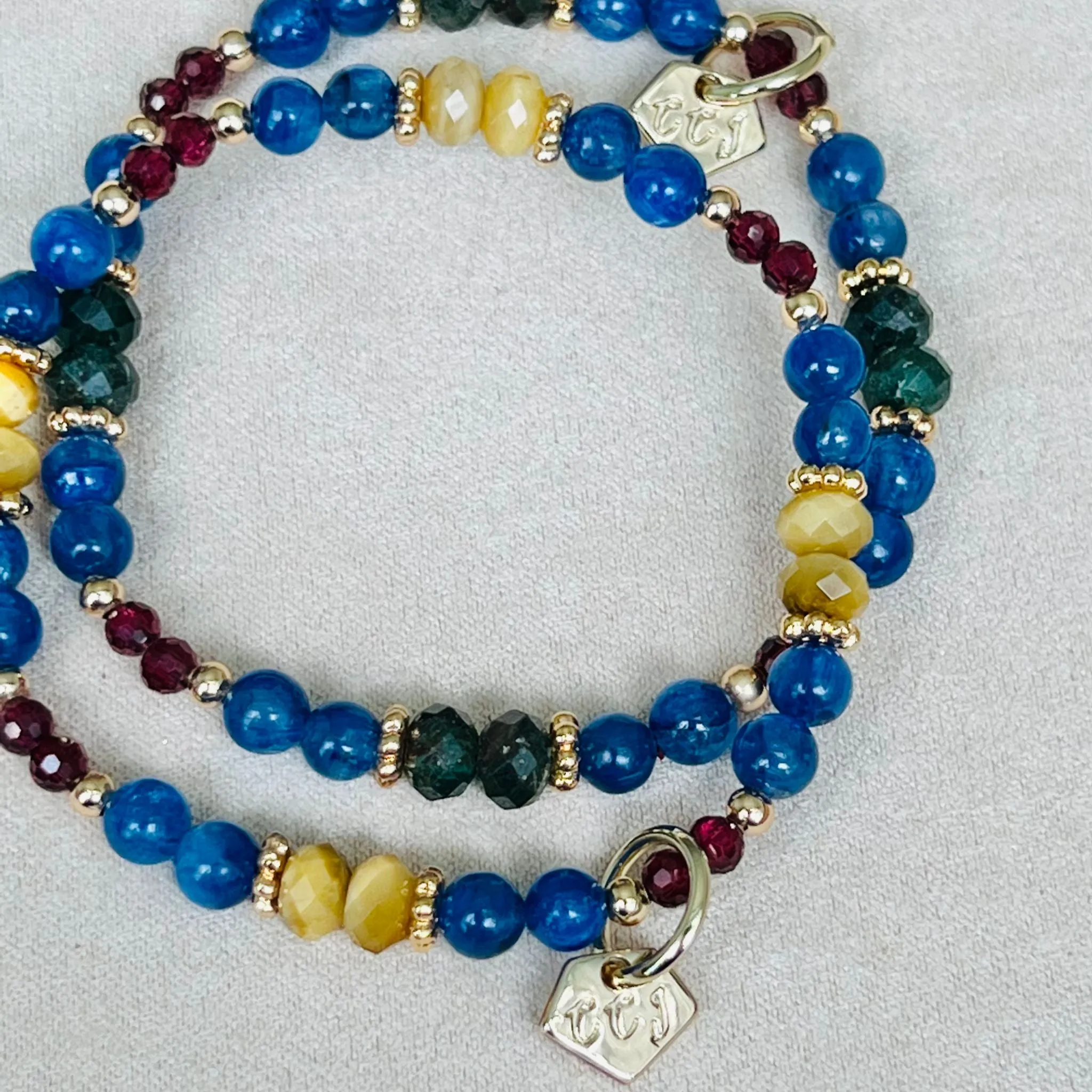 Baby Kyanite, Tigereye & Garnet Bracelet