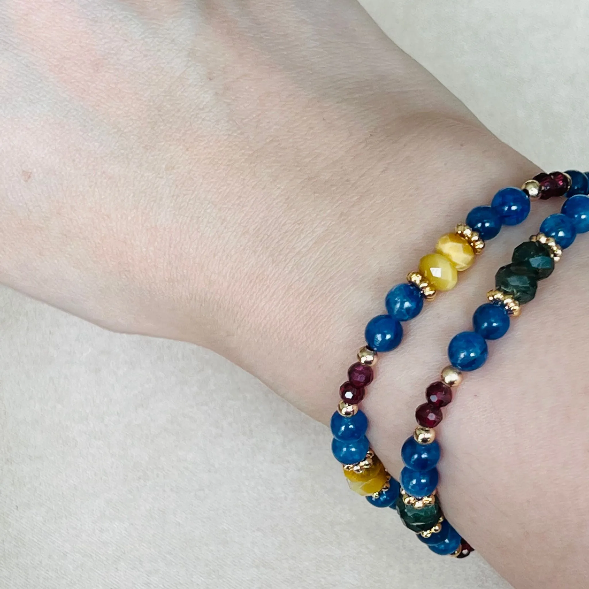 Baby Kyanite, Tigereye & Garnet Bracelet