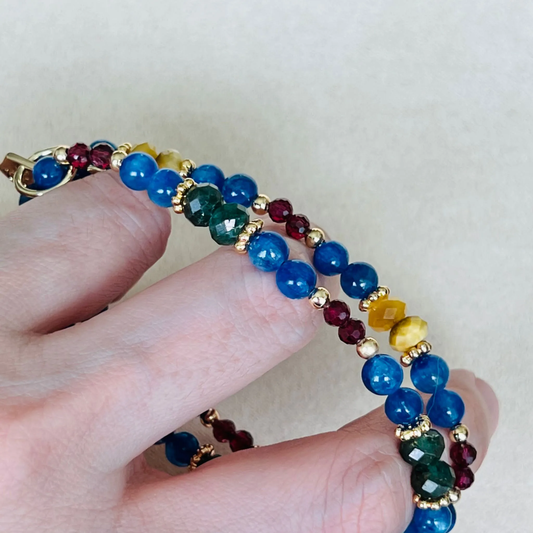 Baby Kyanite, Tigereye & Garnet Bracelet