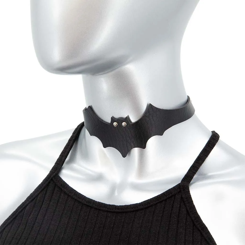 Bat Shaped Vegan Leather Choker