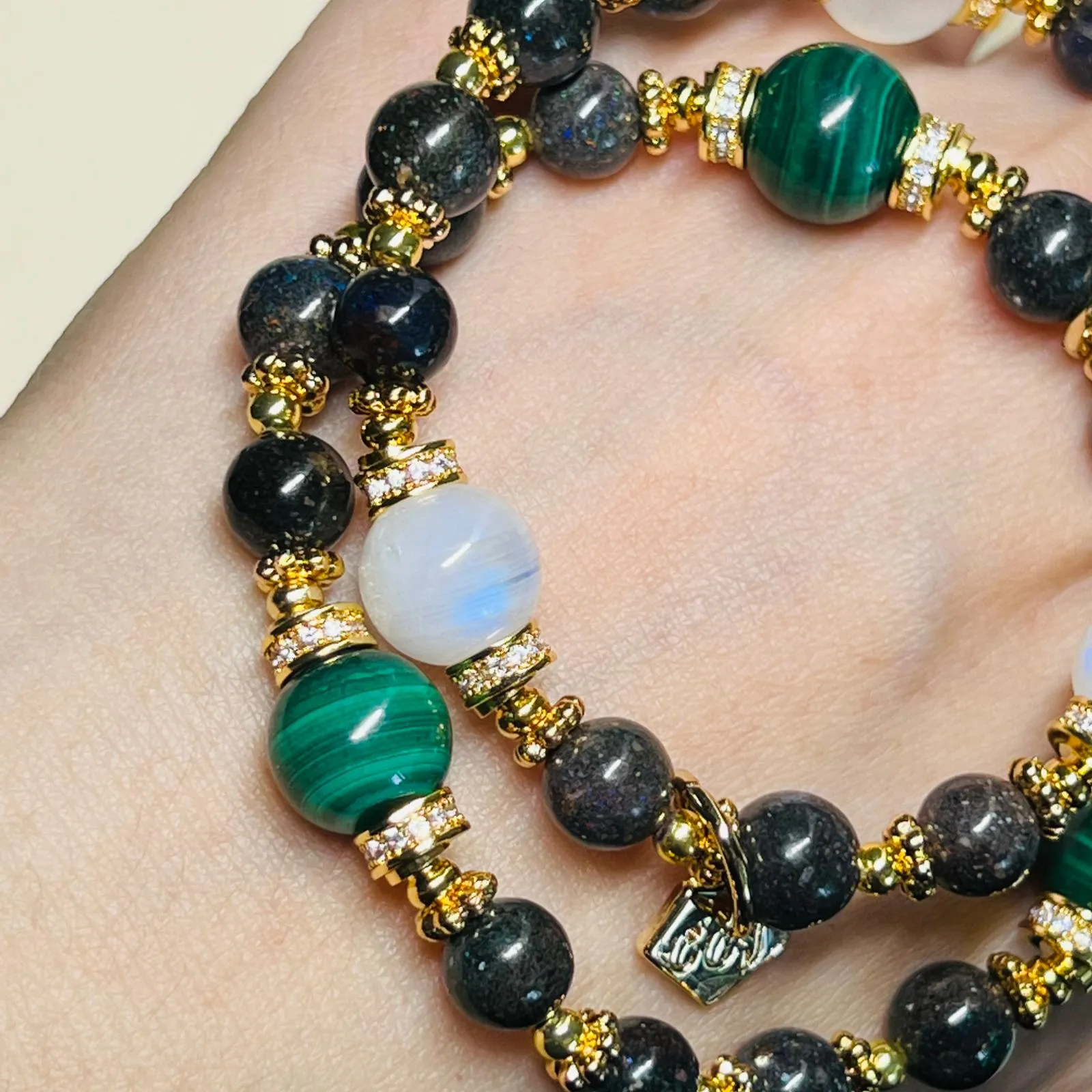 Black Opal & Malachite Bracelet