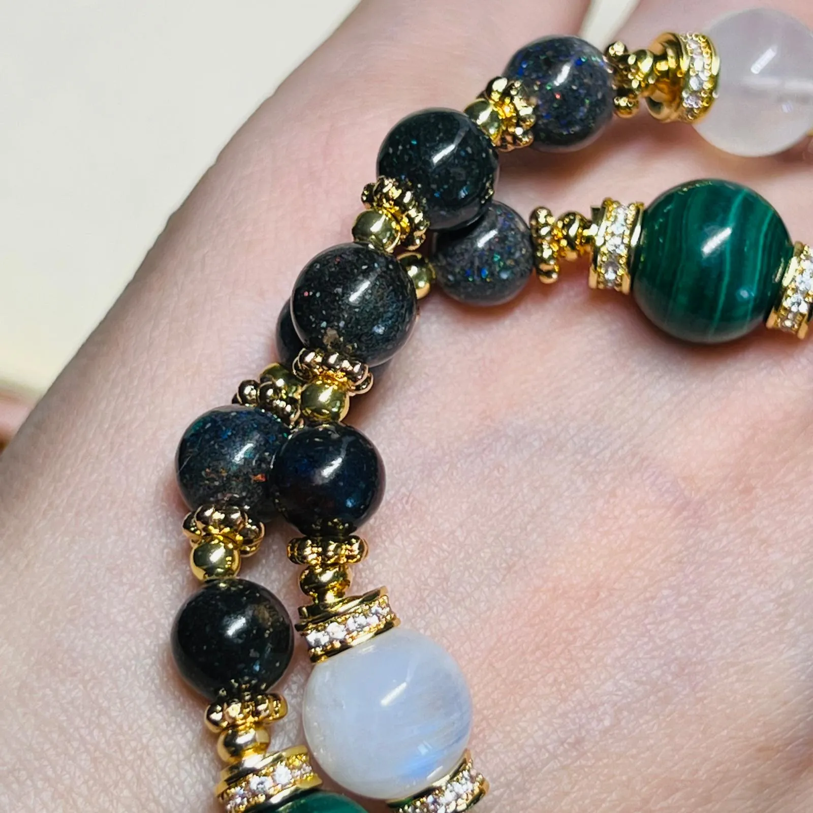 Black Opal & Malachite Bracelet