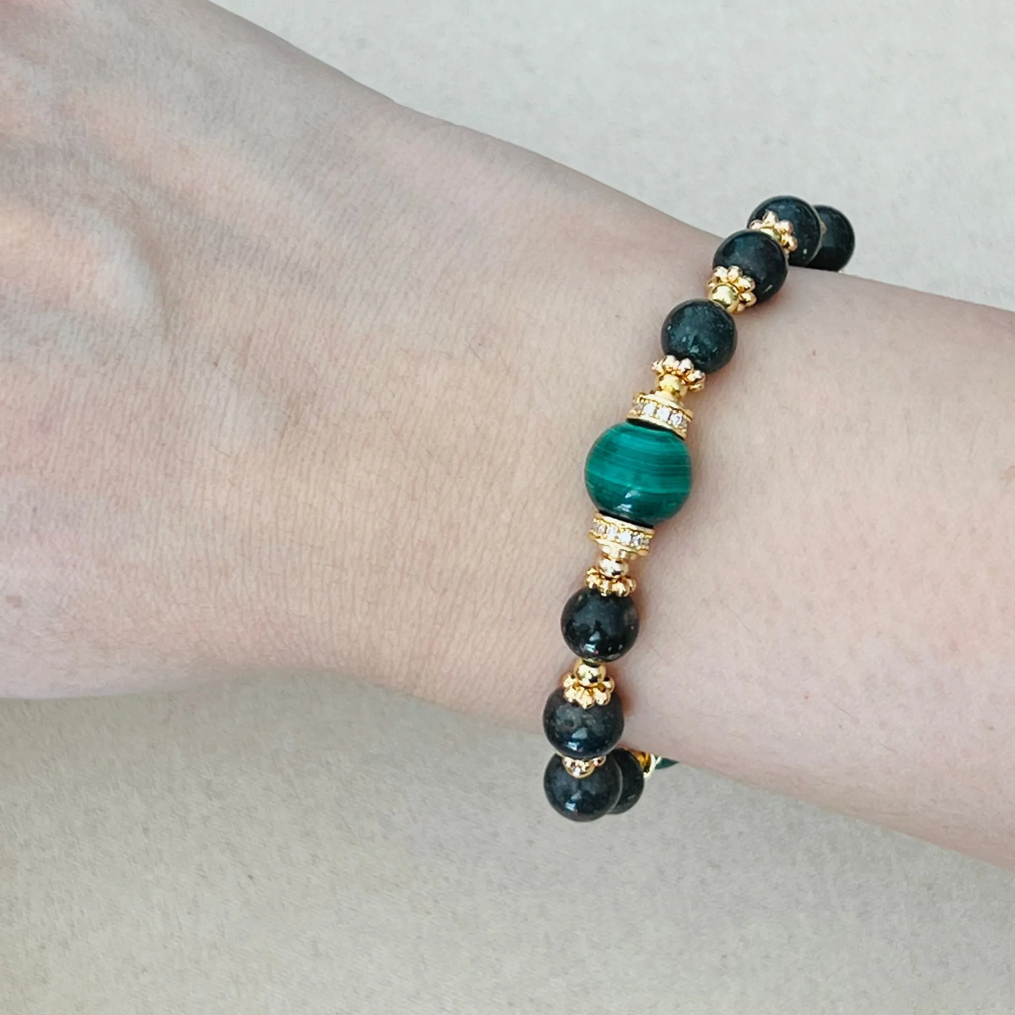 Black Opal & Malachite Bracelet