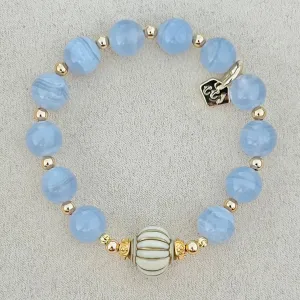 Blue Lace Agate Seashell Bracelet