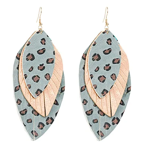 Blue Leopard Print Earrings