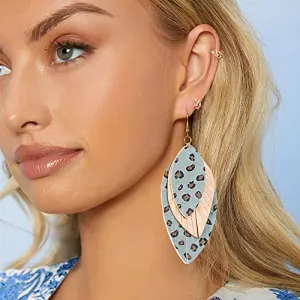 Blue Leopard Print Earrings