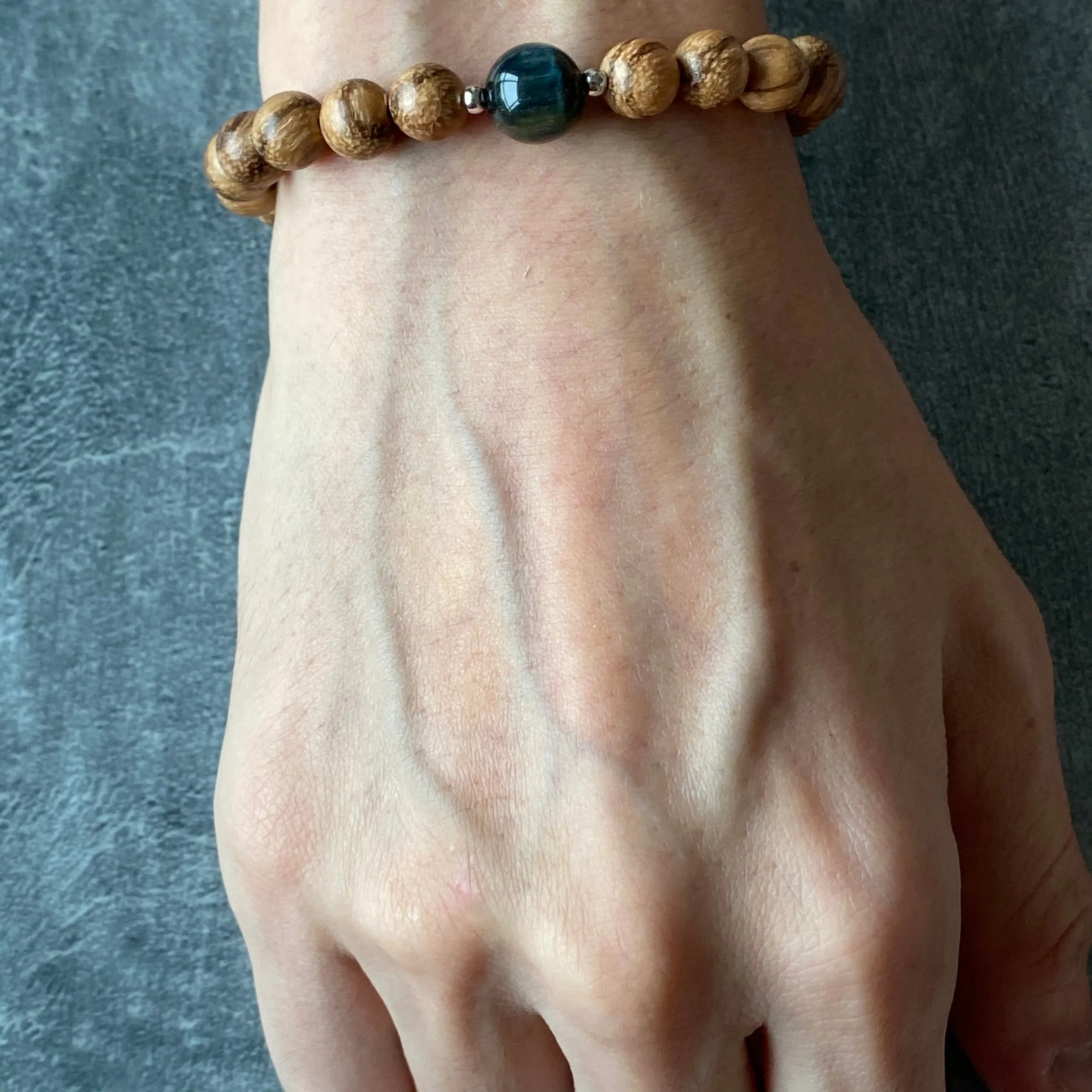 Blue Tigereye & Agarwood Men Bracelet