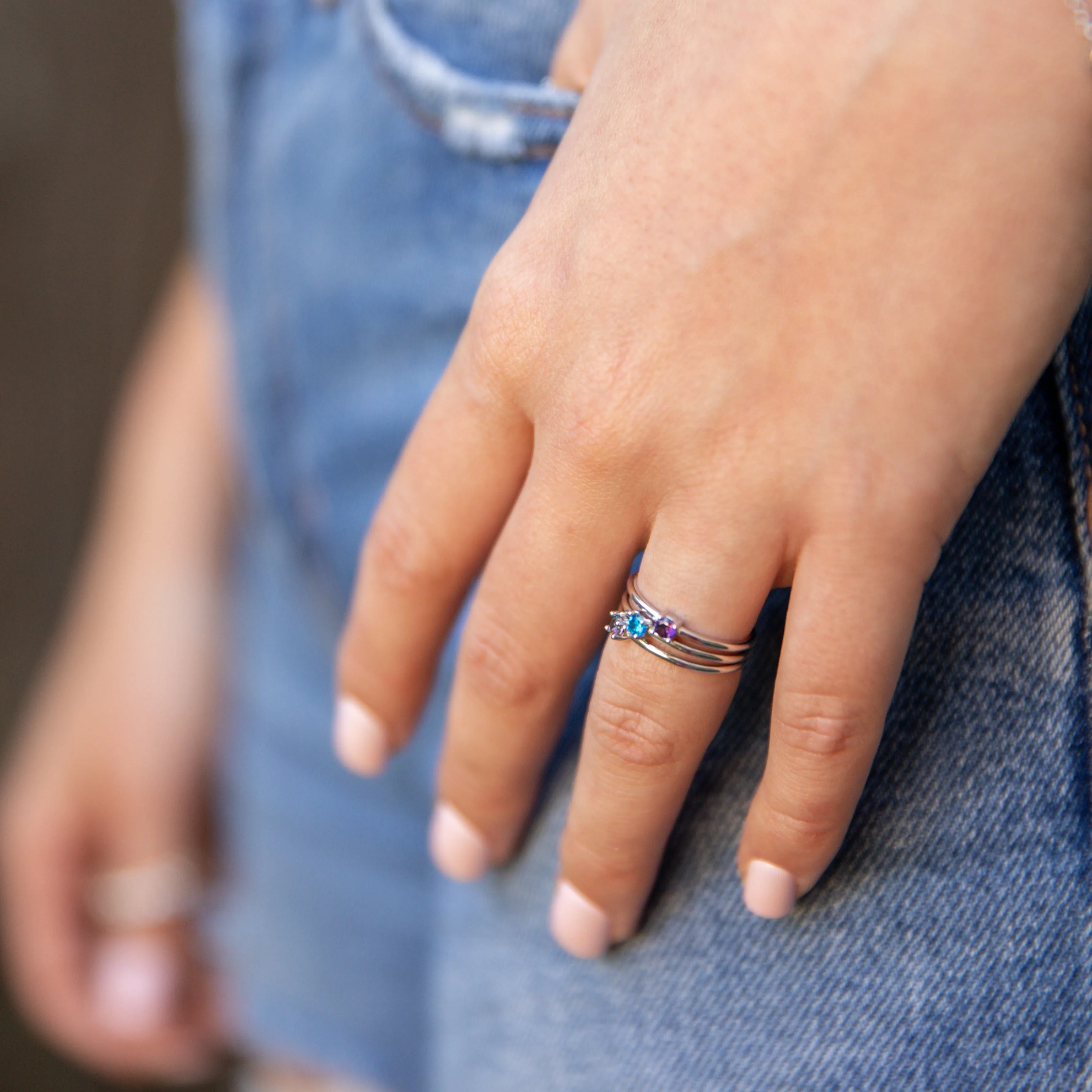 Blue Topaz Round Stackable