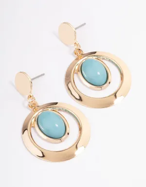 Blush Thick Open Oval Drop Earrings