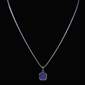 Bryok Stainless Steel Box Chain Necklace with Square Stone Pendant