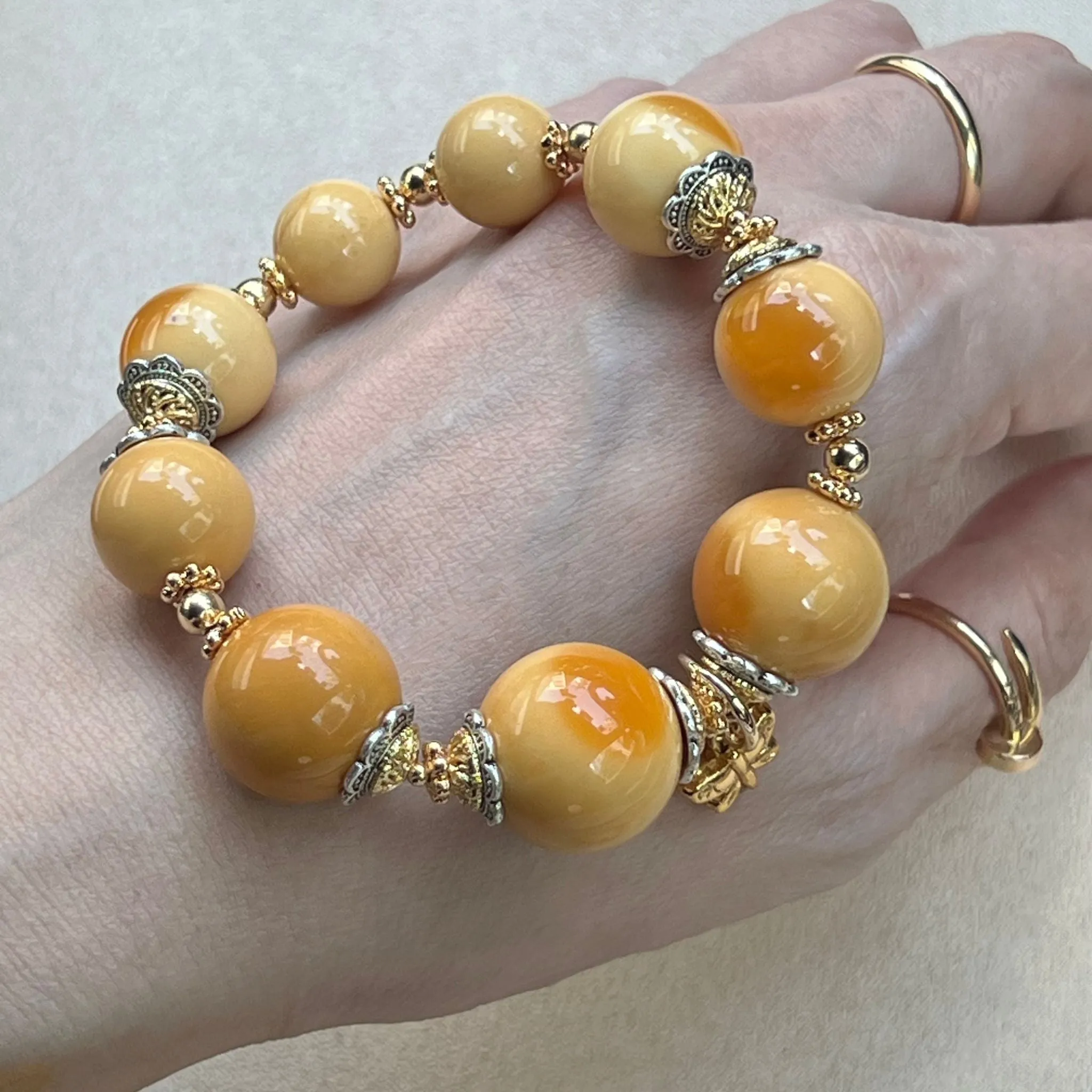 Burmese Yellow Agate Supreme Bracelet SHW/GHW