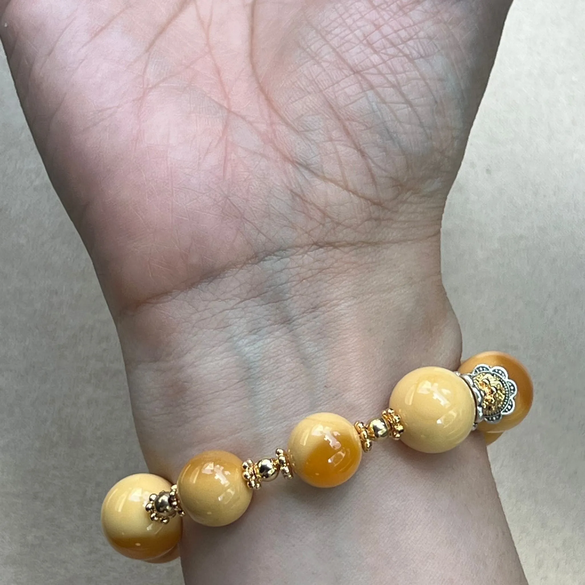 Burmese Yellow Agate Supreme Bracelet SHW/GHW