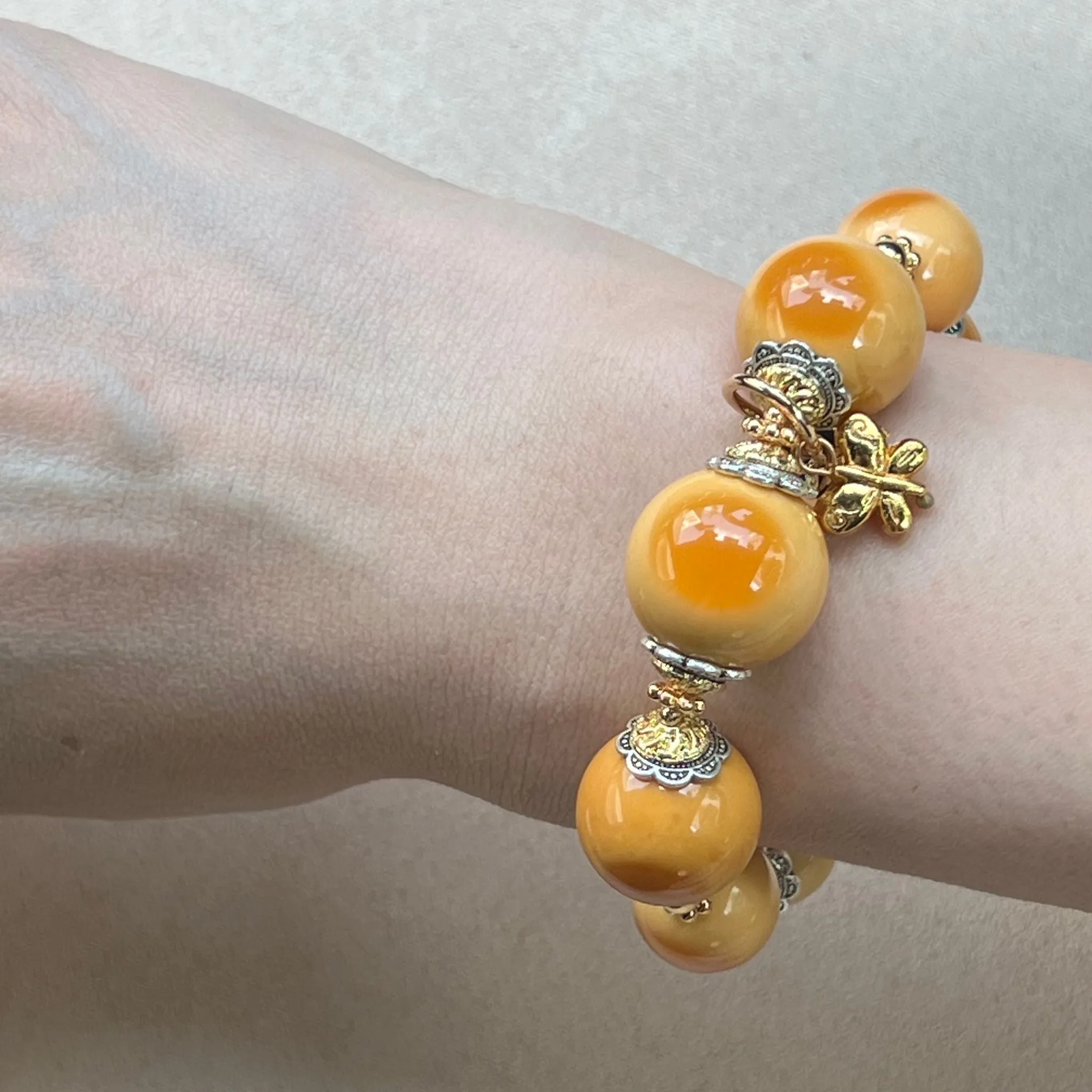 Burmese Yellow Agate Supreme Bracelet SHW/GHW