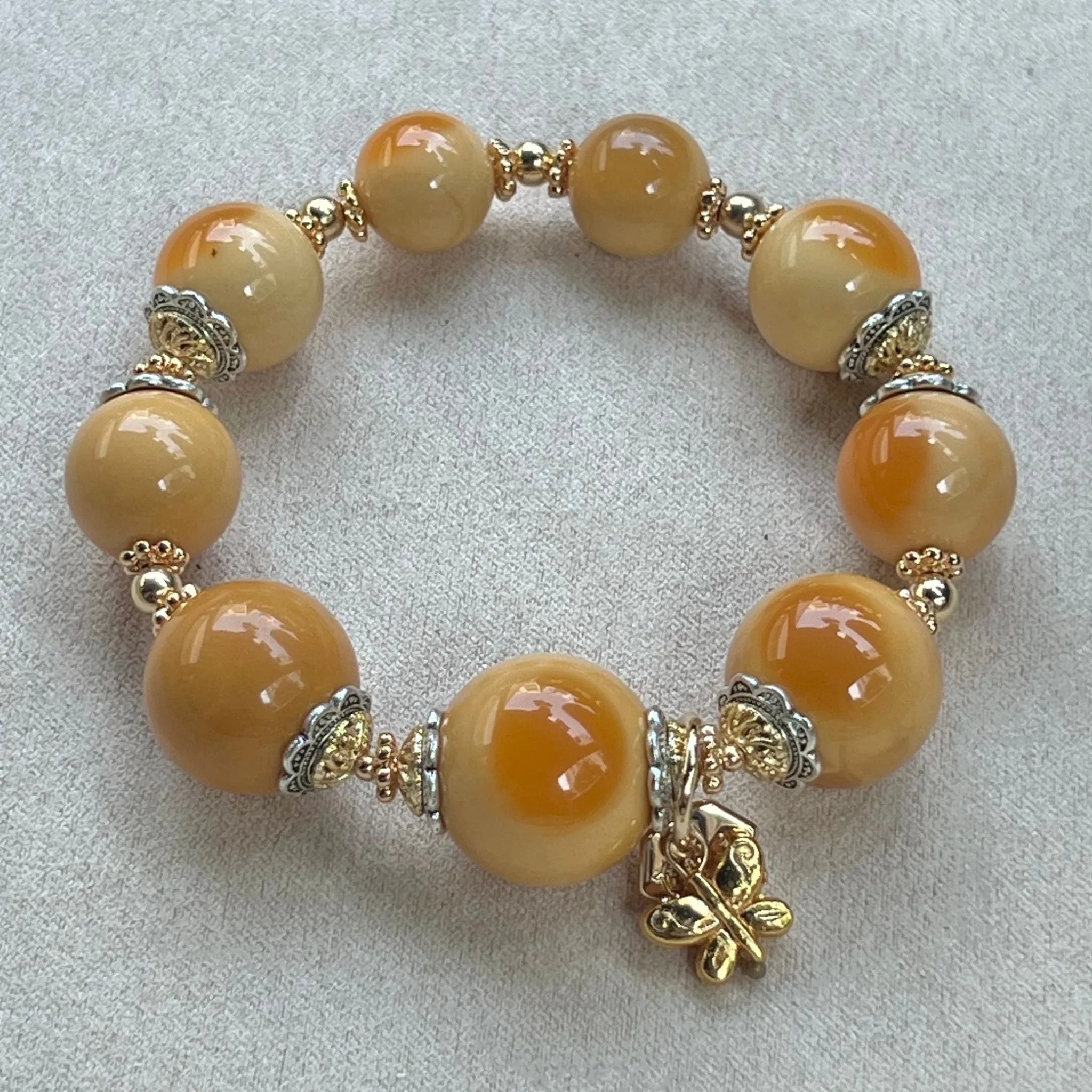 Burmese Yellow Agate Supreme Bracelet SHW/GHW