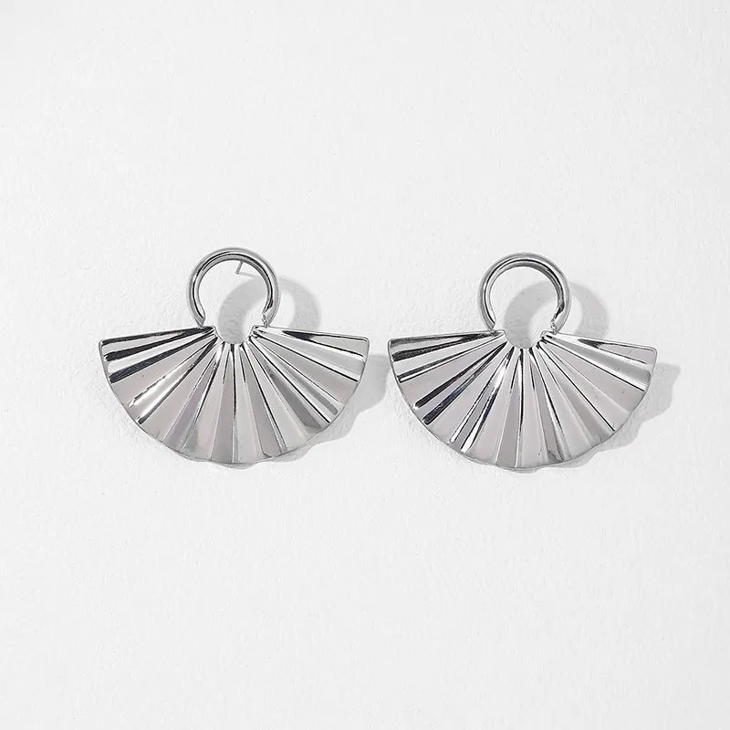 Chic Metal Fan Pleated Texture Earrings - Vienna Verve Collection