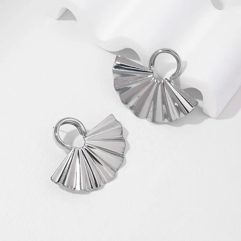 Chic Metal Fan Pleated Texture Earrings - Vienna Verve Collection