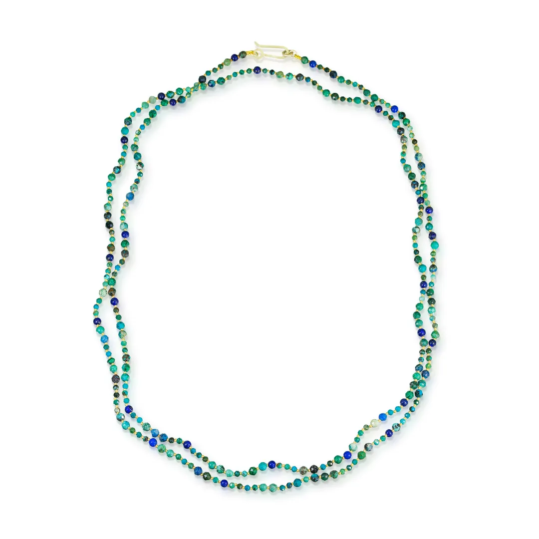 Chrysocolla And Lapis Beaded Necklace