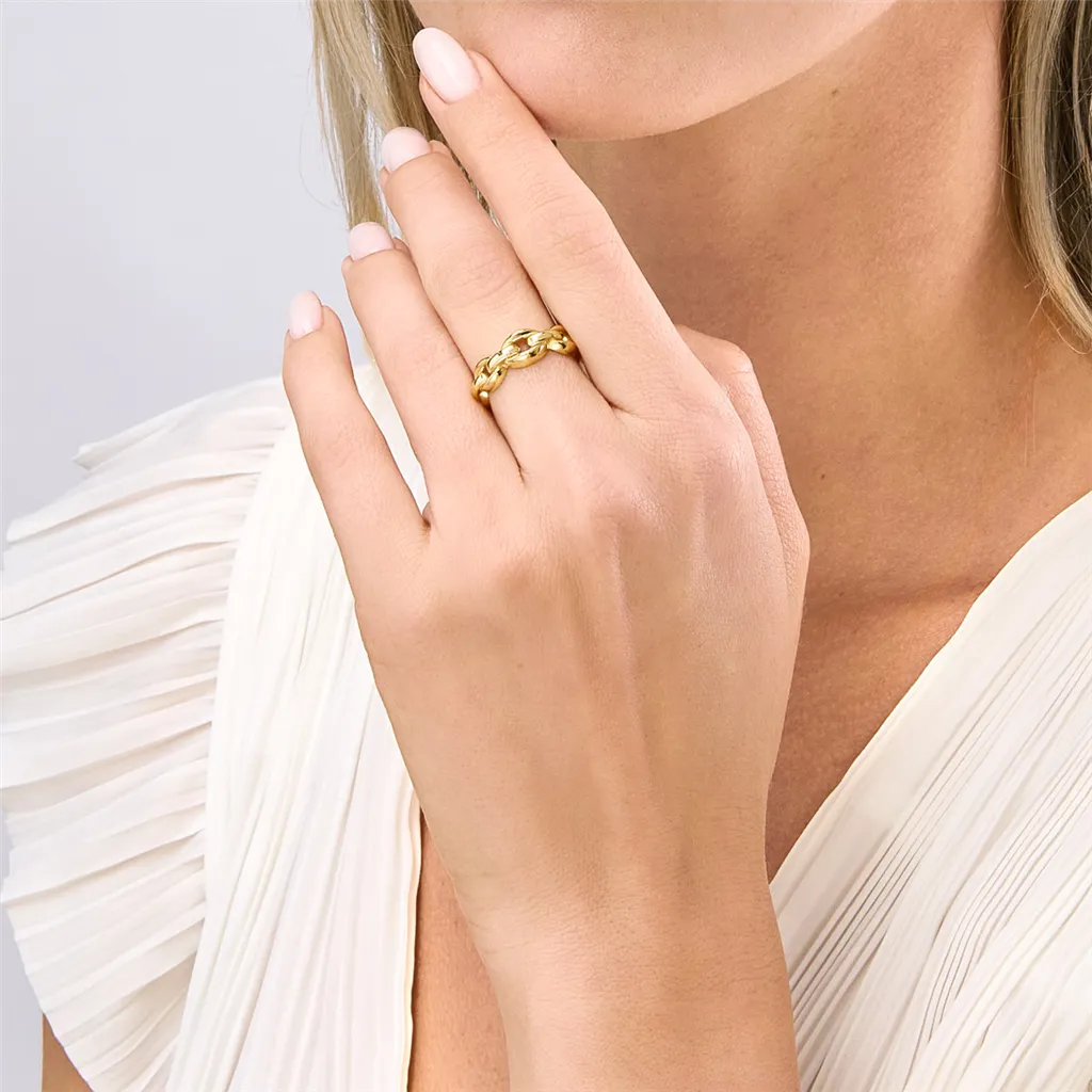 Chunky Gold Chain Link Ring | Genuine 14K Yellow Gold